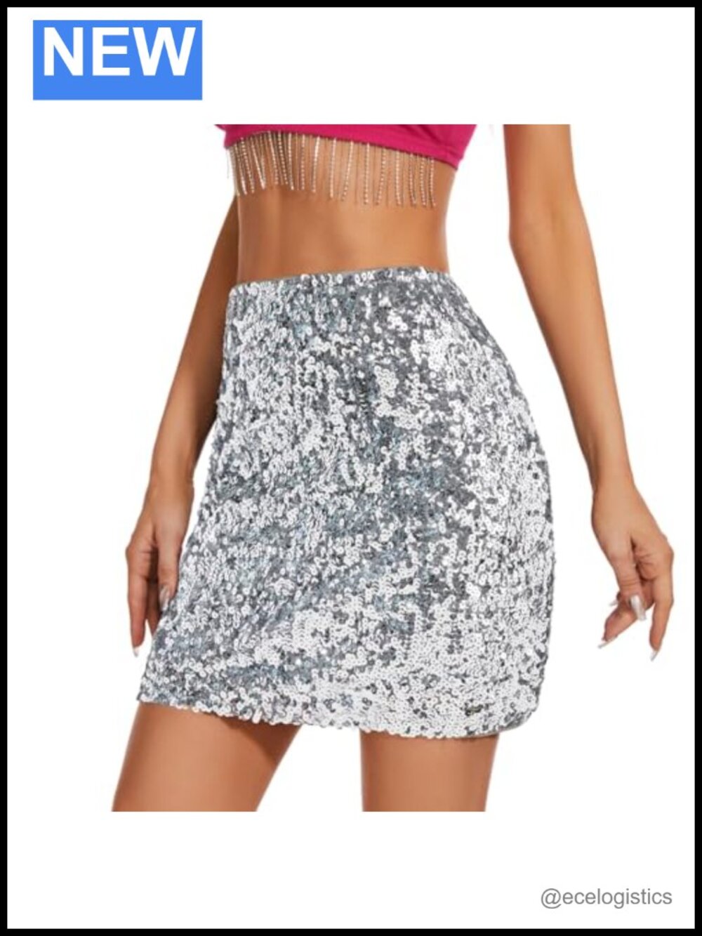 Sequin Skirt for Women Sparkly Glitter Stretchy Bodycon Mini Disco Party Club